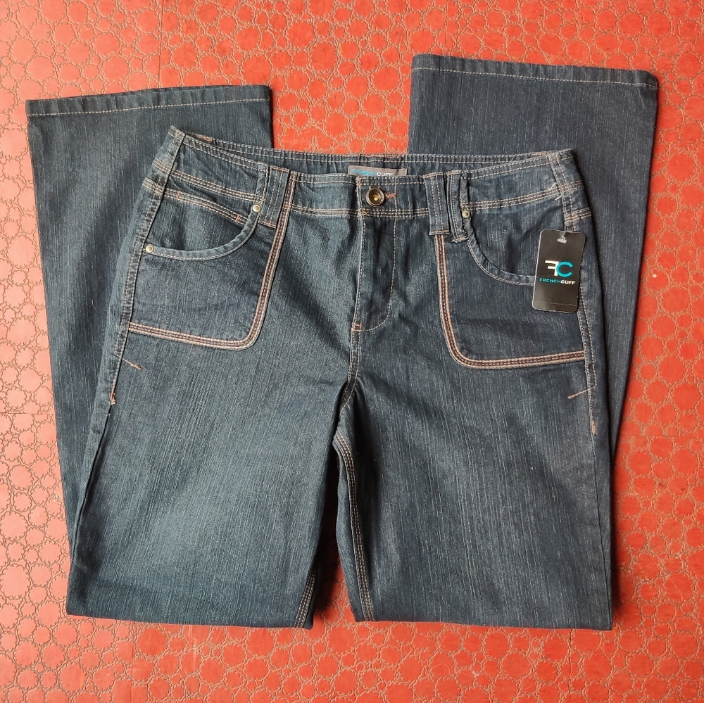 French Cuff Jeans Women's 12 NOS Retro Wide Leg Flare